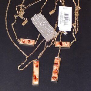 New w/Tags $56 Lot 2 Canvas 2-Tiered Pendant Necklaces Bundle